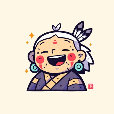 Neşeli Amerikan Yerlisi Yaşlı Çizgi Film Karakteri