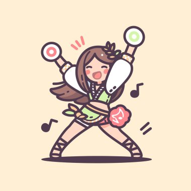 Badminton oynayan kız. vektör illüstrasyonu.