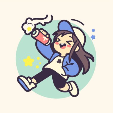 Enerjik Graffiti Sanatçısı Neşeli Resimler Spretti