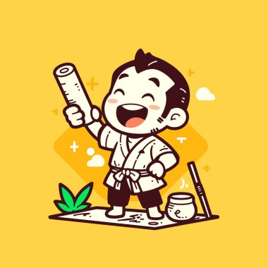 Mutlu Karateci Çocuk Parşömenle Kutluyor