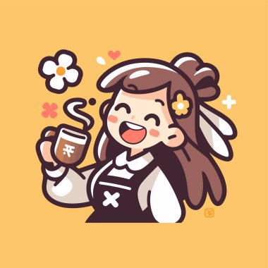 Kahve fincanı tutan mutlu barista.