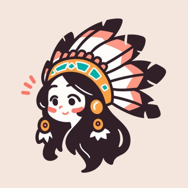 Adresi olan sevimli Amerikan yerlisi kız.