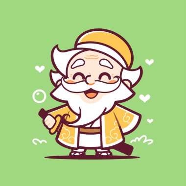 Altın Kaftan ve Asa ile gülümseyen Japon Tanrısı