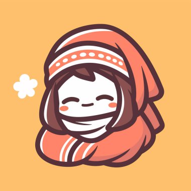 Şirin ve rahat Kapüşonlu Karakter Gülümsüyor