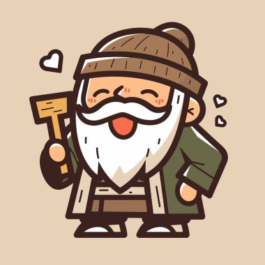 Mutlu Sakallı Çizgi Film Karakteri Tutma İşareti