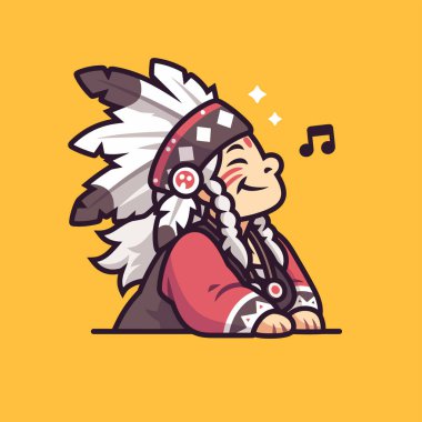 Mutlu Yerli Amerikan Çizgi Filmleri Şarkı Söyleyen Karakteri