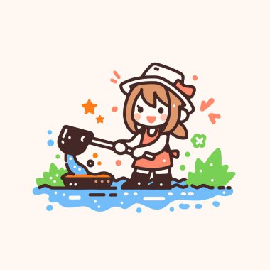 Havuzdaki Mutlu Bahçıvan Su Bitkileri