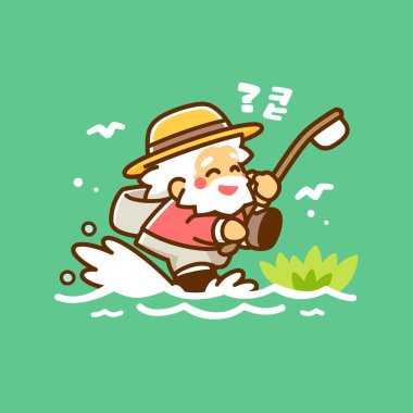 Nehirde Yürüyen ve Balıkçılık Mutlu Balıkçılar