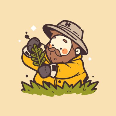 Bir Bahçıvan Tarlada Bitkiyi İnceleyecek