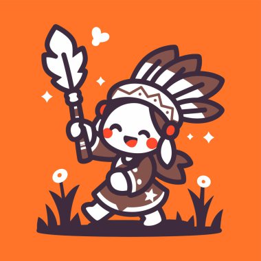 Tüylü Amerikan Yerlisi Sevimli Çocuk