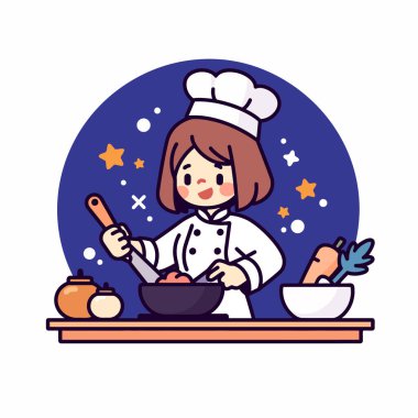 Kadın aşçının vektör çizimi