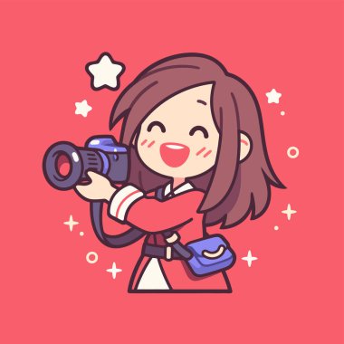 Kameralı şirin bir karikatür fotoğrafçısı.