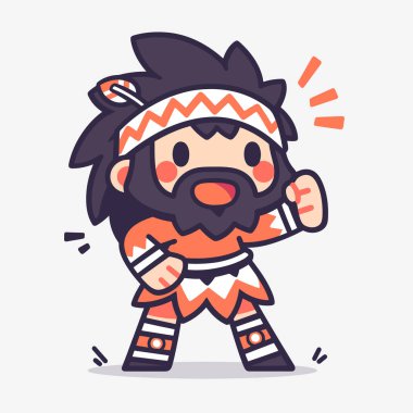 Chibi Yerli Amerikan Savaşçı Çizgi Filmi Karakteri