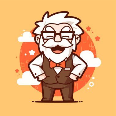 Gözlüklü Mutlu Çizgi Film Profesörü