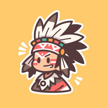 Sevimli Çizgi film Amerikan Yerli Şefi