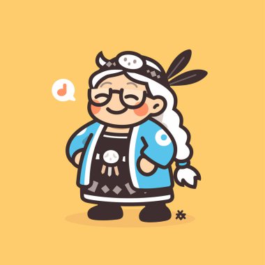 Büyüleyici yerli yaşlı çizgi film karakteri