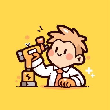 Neşeli bir bilim adamı araştırma yapıyor.