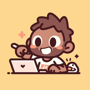 Laptop ve Stylus 'lu Çizgi Film Sanatçısı