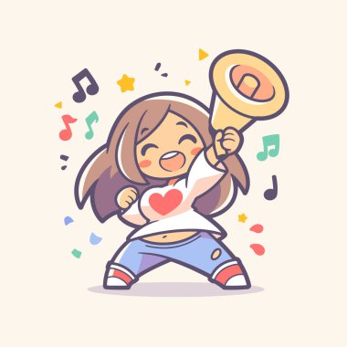 Megafonlu Neşeli Kız Neşeli Duyuru