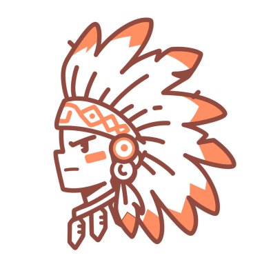 Yerli Amerikan Baş Profili İllüstrasyonu