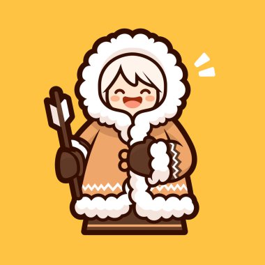 Kış Giysilerinde Gülümseyen Eskimo Avcısı