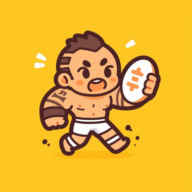 Ragbi Oyuncusu Çizgi Filmi Topla Koşuyor