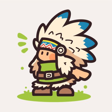 Sevimli Amerikan Yerlisi Şef Çizgi Film Karakteri