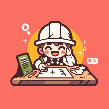 İnşaat Planlarıyla Çalışan Neşeli Mimar