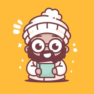 Geleneksel bir kostüm giyen ve elinde bir kavanoz süt tutan mutlu müslüman çocuk..