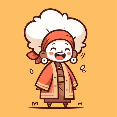 Büyük bir gülümsemesi olan çizgi film şefi.