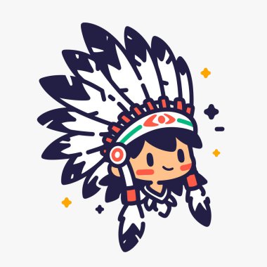 Adresli Sevimli Amerikan Yerli Çizgi Filmi Karakteri