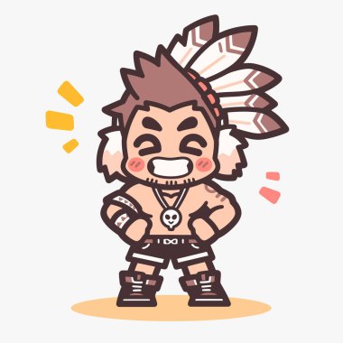 Tüylü Amerikan Yerlisi Chibi Karakteri