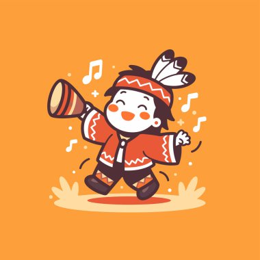 Tatlı Amerikan Çocuğu Davul Çalıyor ve Dans Ediyor