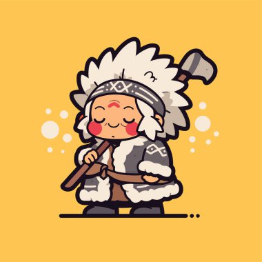 Balta ile gülümseyen Eskimo Karikatürü