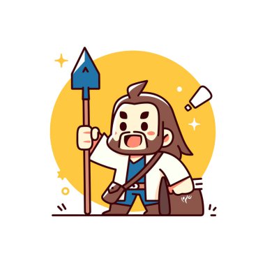 Mızrak ve Çantalı Chibi Tarihi Figürü