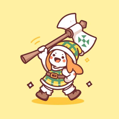 Baltalı şirin bir çizgi film savaşçısı.