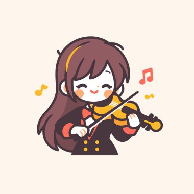 Tatlı Anime Kız Keman Çalıyor