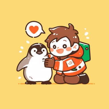 Çocuk Kalpli Penguen Kucaklıyor