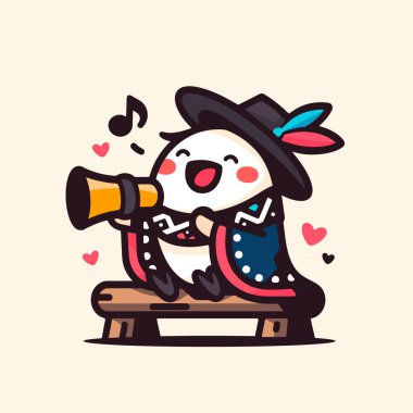 Neşeli Perulu müzisyen Trompet Çalıyor