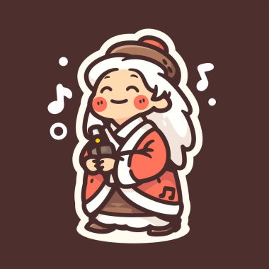 Müzikal Notalı Mutlu Çizgi Film Şarkıcısı