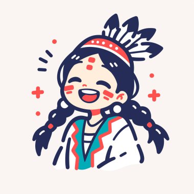 Örgü ve Tüy Başlıklı Şirin Amerikan Kızı Gülümsüyor