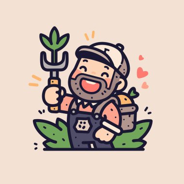 Havuç ve Pitchfork 'lu Mutlu Çiftçi Çizgi Filmi