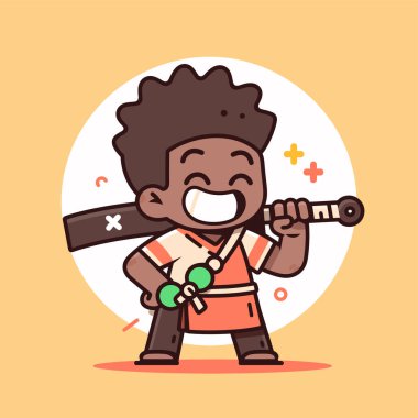 Kılıçlı şirin Samuray Çocuk.