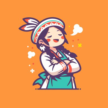 Geleneksel Giyimli Amerikan Yerlisi Chibi