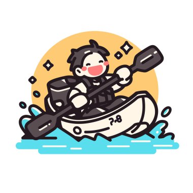 Neşeli kanocu Güneşli suda kürek çekiyor