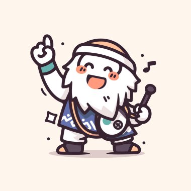 Neşeli Japon Taiko Davulcu Çizgi Film Karakteri