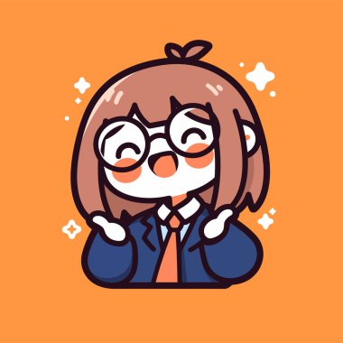 Gözlüklü ve Takım Elbiseli Şirin Anime Kız