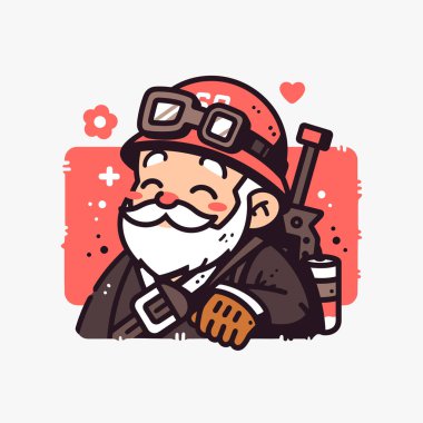 Çizgi film tarzında tüfekli neşeli mühendis