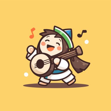 Uygur Müzisyen Çizgi Filmi Dutar Çalıyor