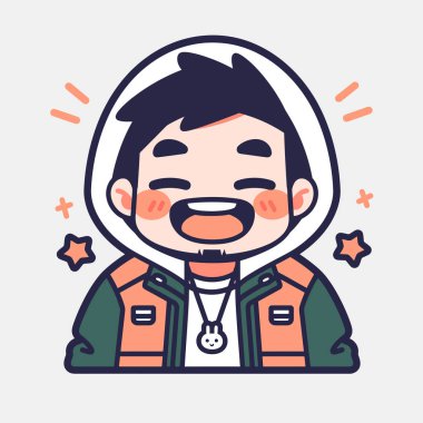 Kapüşonlu Mutlu Chibi Çocuğu